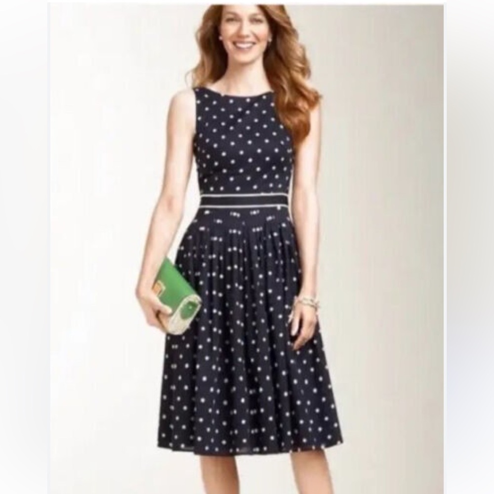 Talbots Navy‎ Polka Dot Midi Dress- worn 4-5x